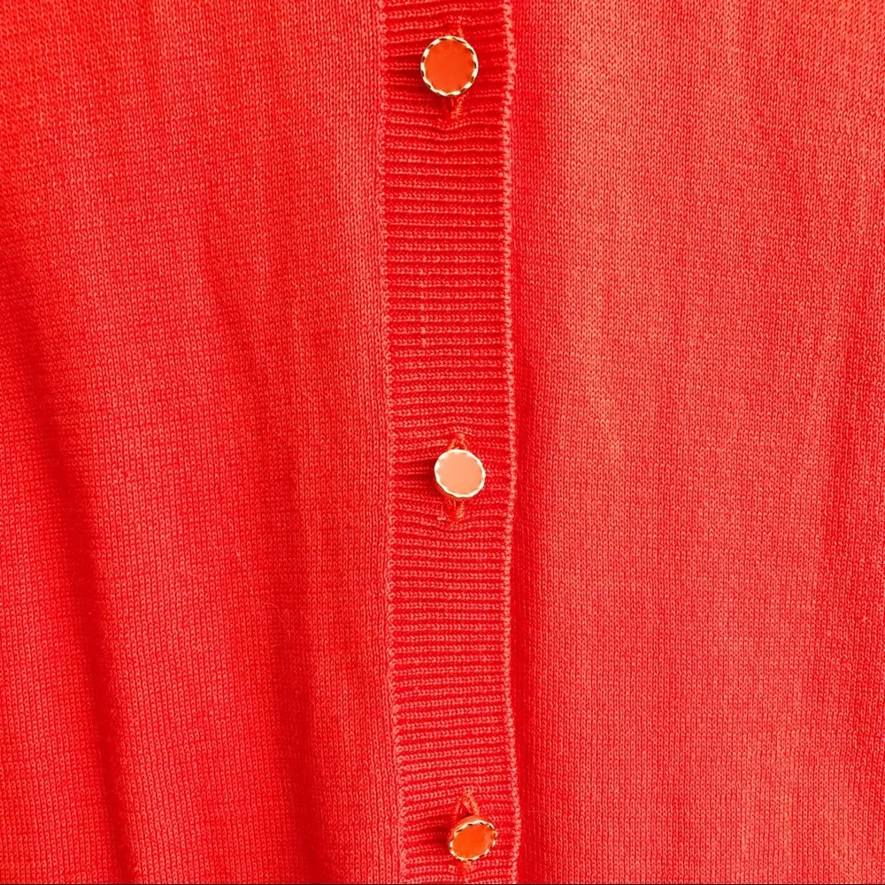 NEW Kate Spade Tomato Red Sophronits Genevieve Cotton Cardigan M - Picture 5 of 10